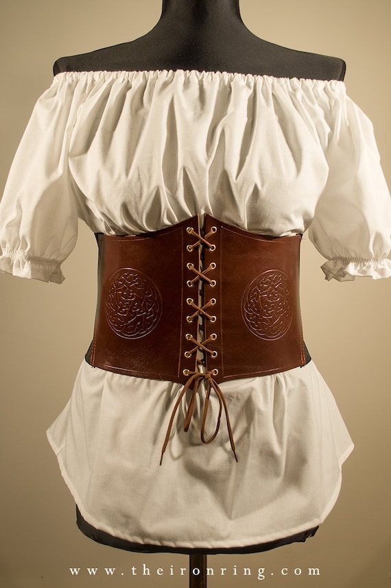 Borea Celtic Corset Belt in genuine leather and elastic band. by TheIronRing steampunk buy now online