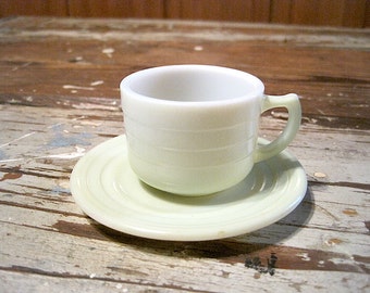 Hazel Atlas Pastel Green Moderntone "Little Hostess Party Dishes" Cup and Saucer