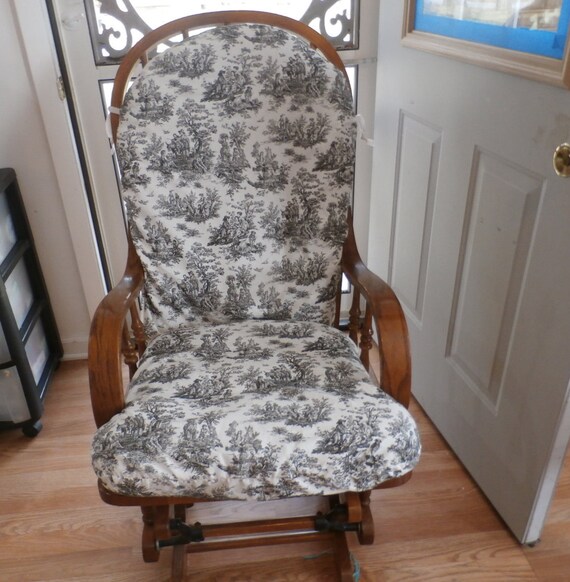Nursery Glider Rocker SlipCover French Chic Black Toile