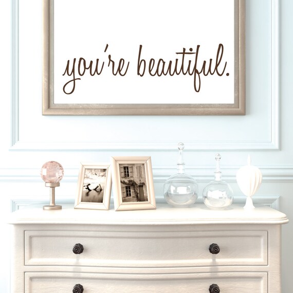 Beautiful Mirror inspirational wall decals you're beautiful bathroom Beautiful Mirror inspirational wall decals you're beautiful bathroom