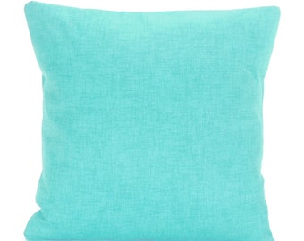 Aqua Outdoor Pillow COVERS Decorative Throw Cushion Couch Pillow Solid Aqua ALL SIZES Coastal Cottage Decor Aqua Jackson Beach Pillow Sham