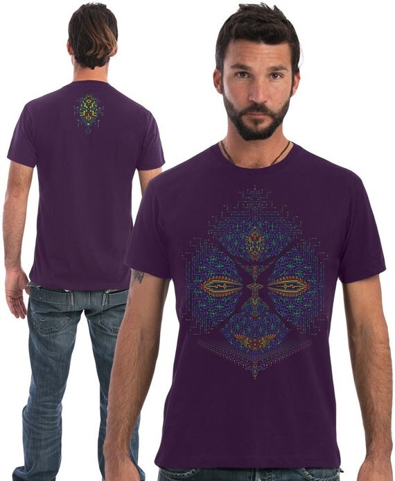 Trippy Screen Printed T shirt In Purple Psychedelic by IIISOLIII