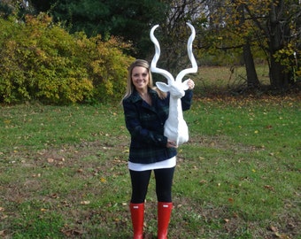 Majestic Deer Head Wall Mount - White - Deer Head Antlers Faux Taxidermy TLD0101