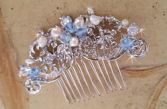 7. Blue Pearl Hair Comb - wide 2