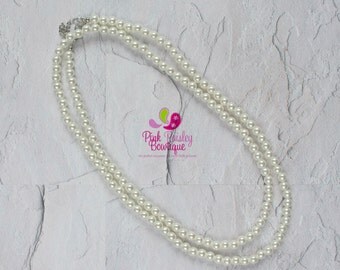 Ivory Pearl necklace, Long Beaded necklace, Ivory baby necklace, Cake Smash Photo Necklace, girls necklace, Christening Baptism Jewelry