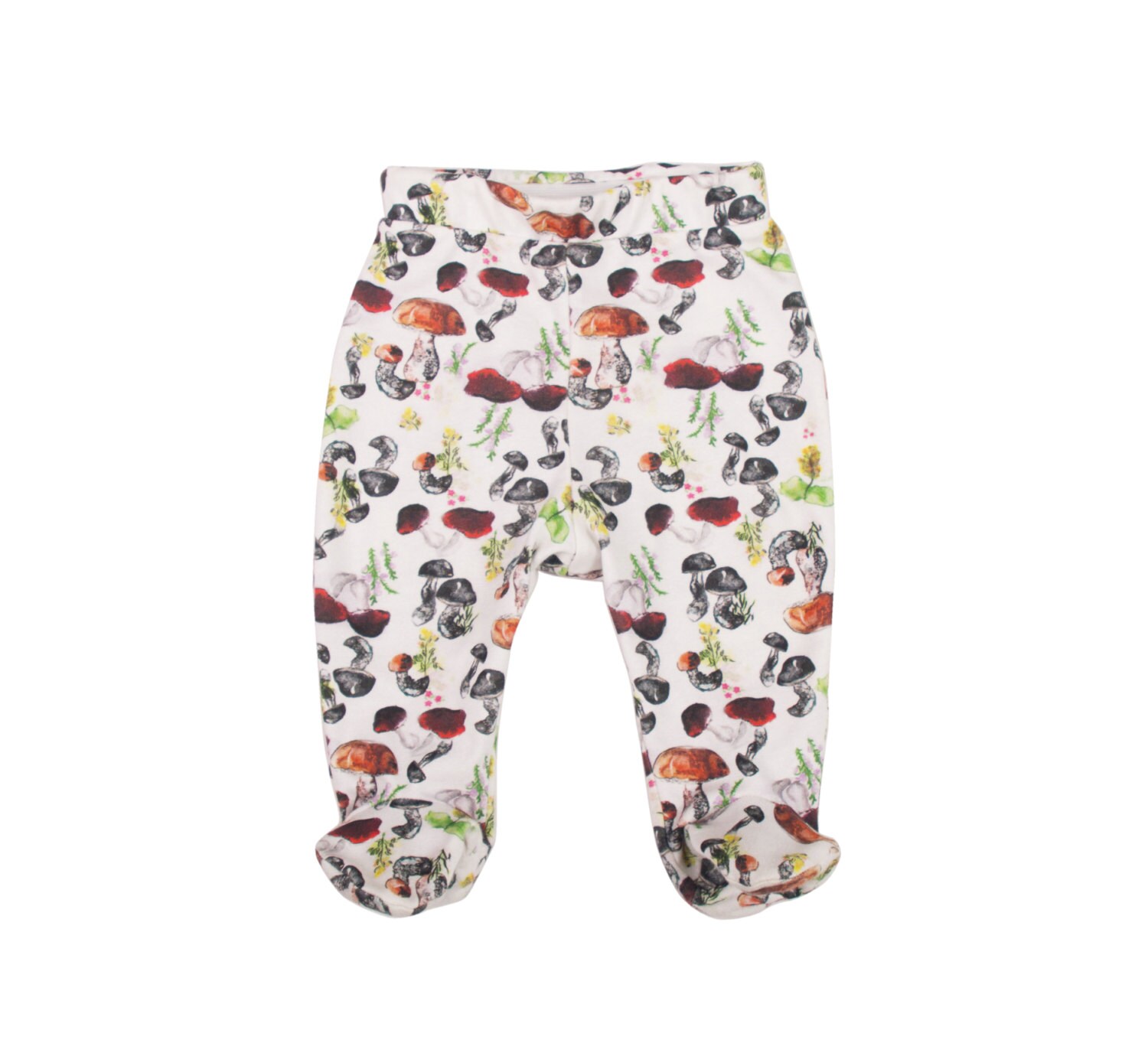 Baby Footie Pajamas Mushroom Print Organic Footed Pants