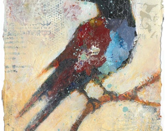 Raven Bird original painting mixed media