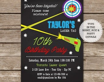 Laser Tag Birthday Party Invitation - Laser Tag Party - Laser Tag Invitation - Instant Download - Personalize at home in Adobe Reader