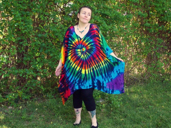 Tie Dye Poncho Adult and Plus Size Tie Dye by EJsGroovyTuesdays