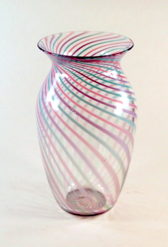 Hand BlownTwisted CaneGlass Vase by RMasicaGlassArt on Etsy