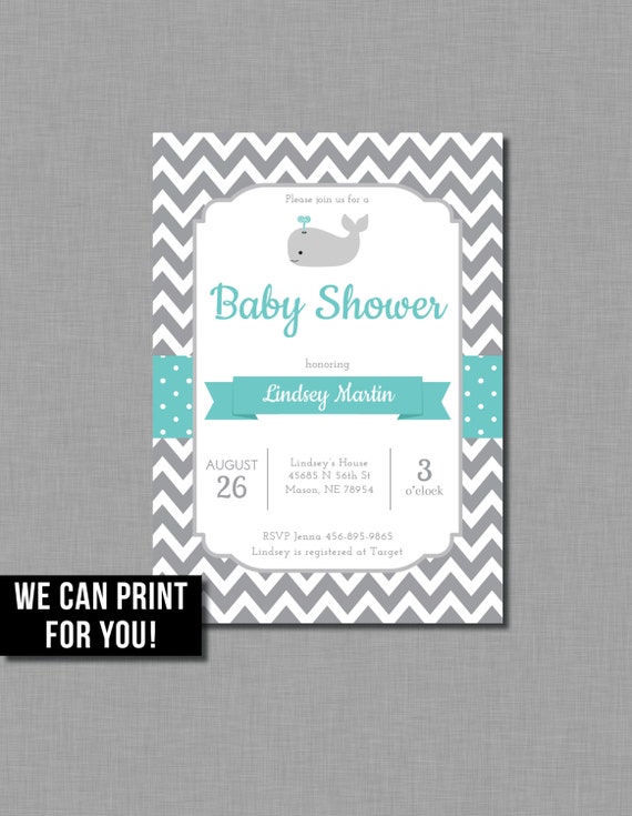 Teal And Gray Baby Shower Invitations 3