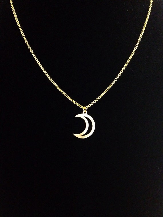 Gold crescent moon charm pendant necklace