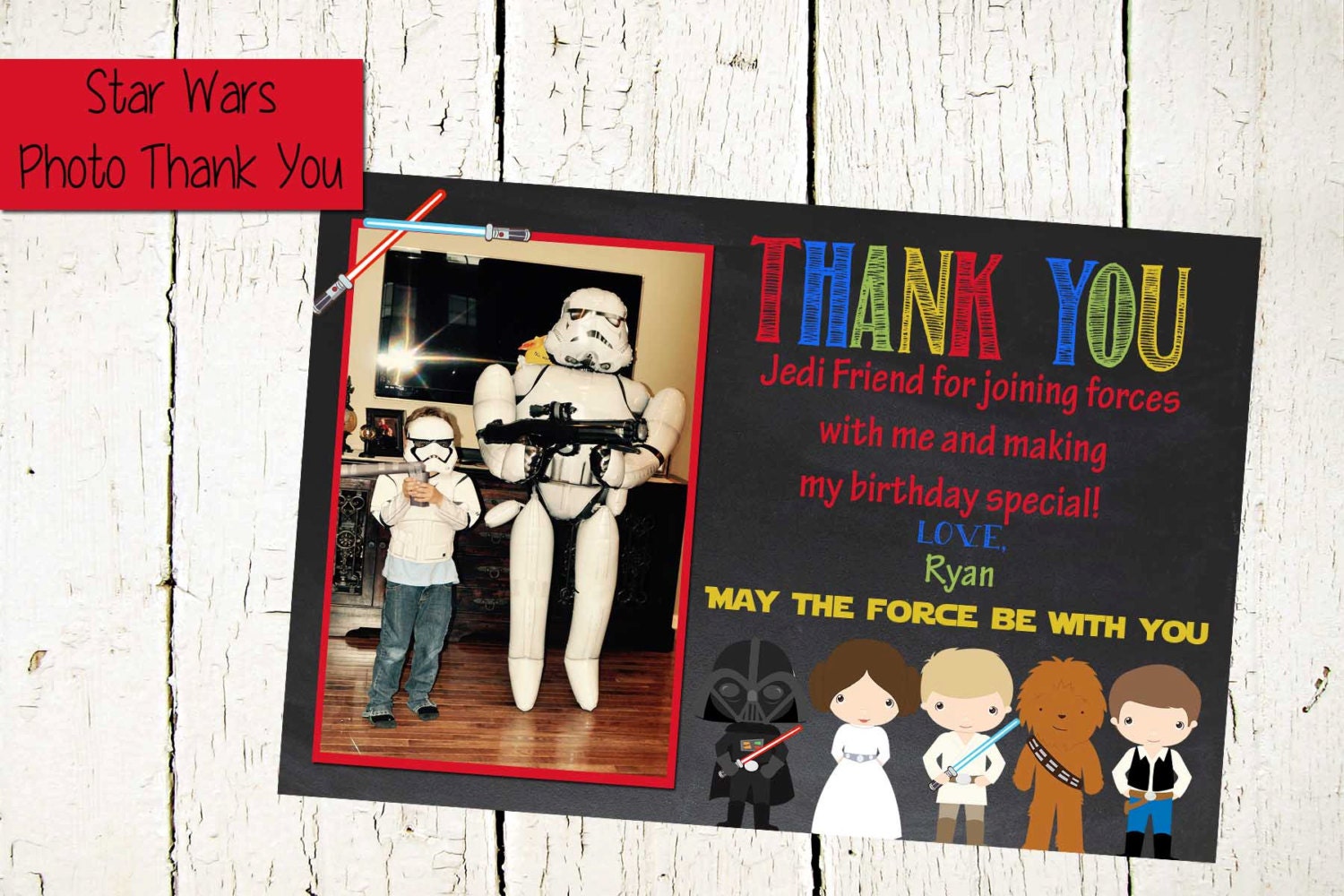 PERSONALIZED Star Wars Thank You-PHOTO Thank You-Star Wars