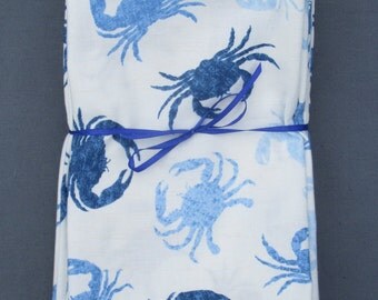 Blue Crab Napkins Set of 6 All Cotton