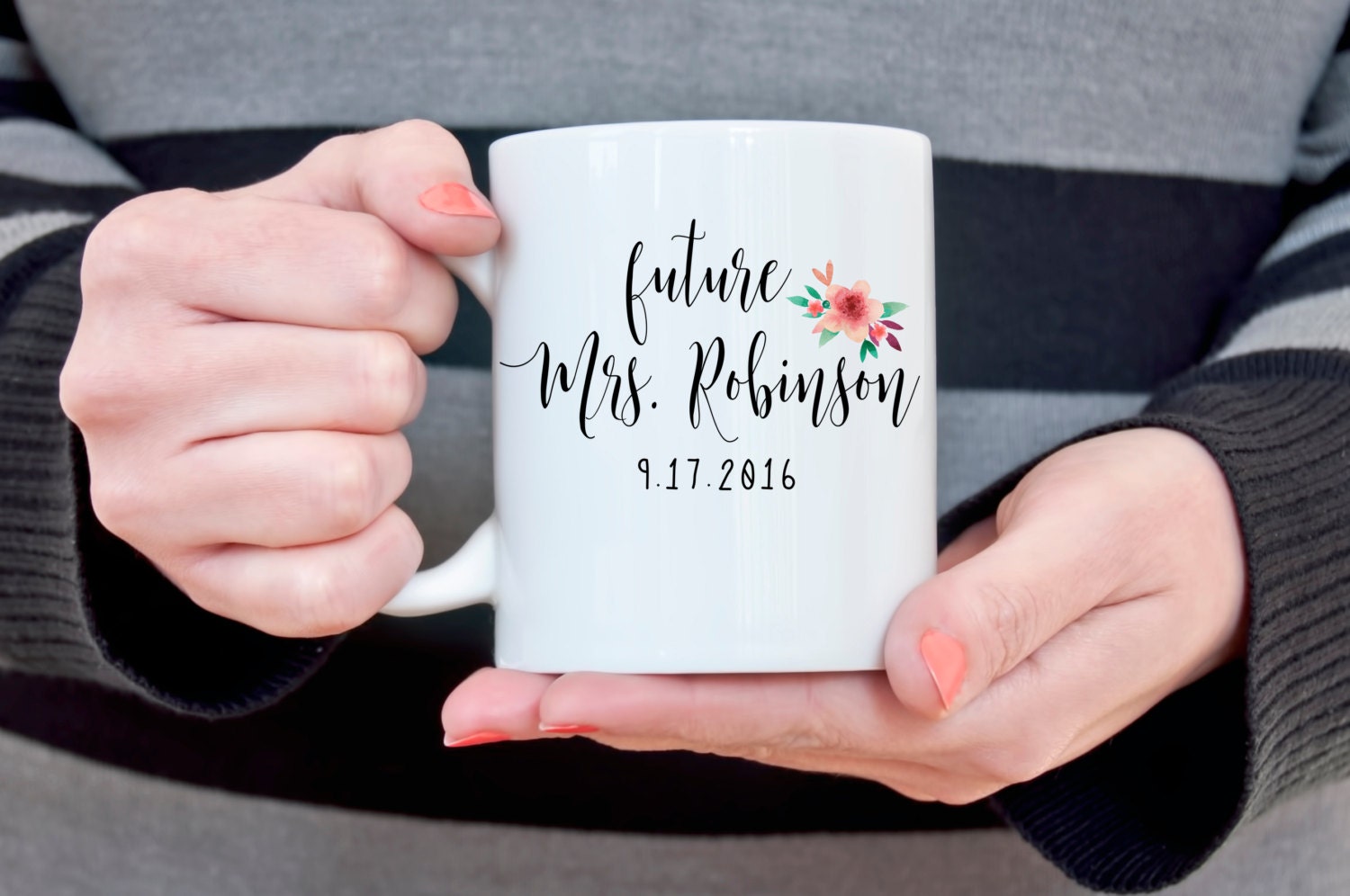 Future Mrs. Coffee Mug Customizable Coffee Mug Bridal Shower Gift Engagement Gift for Her Wife Gift for Bride to Be Stylish Chic Coffee Mug