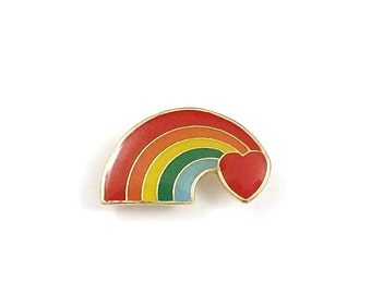 Rainbow Pin, Enamel Pin, Rainbow Lapel Pin, Rainbow Heart Rainbow Tie Tack, Love is Love Rainbow Jewelry LGBT Gay Pride Lesbian Backpack Pin