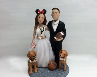 Cake Topper * Custom Bride and Groom Cake Toppers and Sculptures * Bride and Groom with Pets Cake Topper