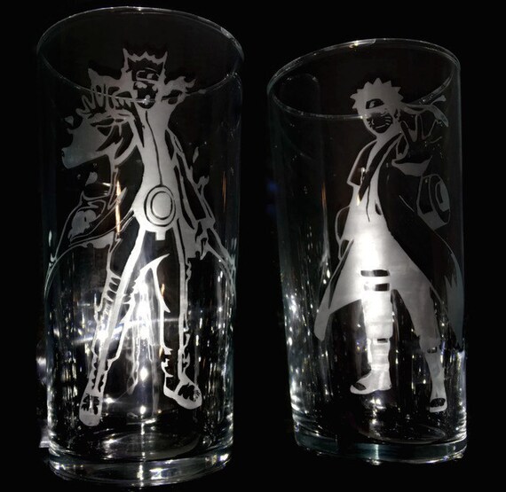 Items similar to Pair of Naruto Etched Drinking Glasses on Etsy