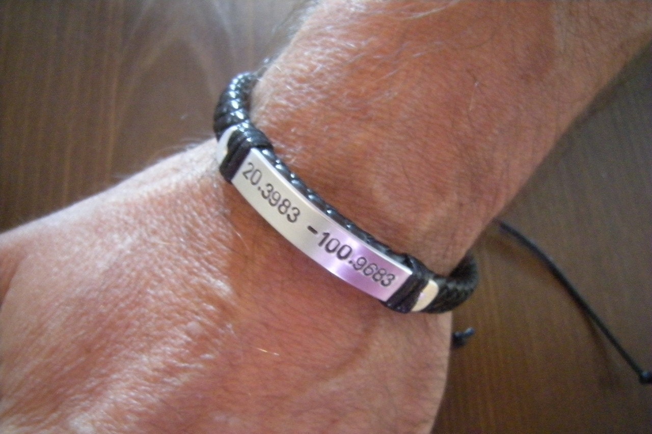 Bracelet for man GPS coordinates bracelet Mens bracelet