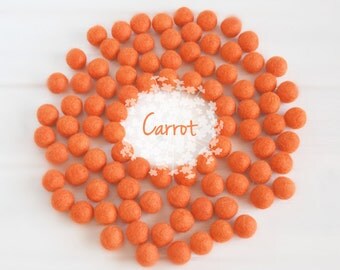 Wool Felt Balls - Size, Approx. 2CM - (18 - 20mm) - 25 Felt Balls Pack - Color Carrot-5025 - Wool Felt Pom Poms - 2CM Orange Wool Felt Balls