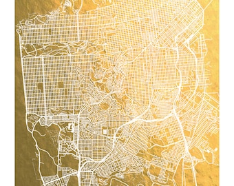 San Francisco Map, Gold Foil Print, San Francisco Print, Gold Foil City Map, Gold Foil Map™, Gift for Traveler, Map Print, Map Wall Art