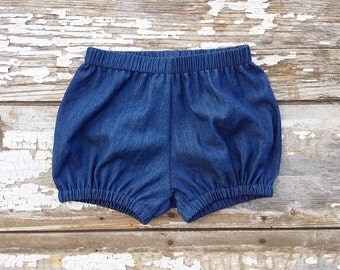 Denim Baby Bloomers Blue Baby Bubble Shorts Denim Diaper Cover Kids Summer Shorts Nappy Cover Summer Outfit Baby Shower Gift Blue Short Baby