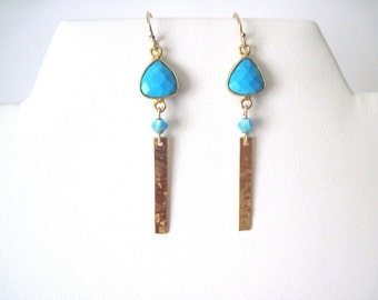 Turquoise earrings Turquoise and gold earrings Gold and turquoise earrings