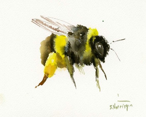 Bumblebee original one of a kind watercolor painting 10