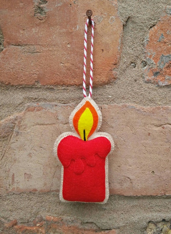 Felt candle christmas ornament