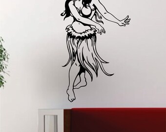 Show Your Aloha Spirit! Vintage Style Hawaii Hula Girl Vinyl Decal / Luggage Sticker.