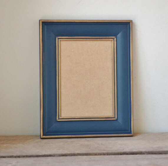 Navy Blue Hand Painted Photo Frame with Gold Accents 5x7