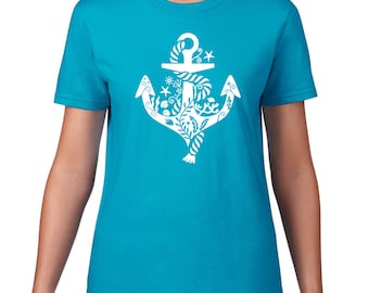 Whimsical Anchor TShirt, Boating Tee, Nautical Tshirt, Sailing T Shirt, Anchor T Shirt, Boating TShirt, Sailing Tshirt, Ringspun Cotton