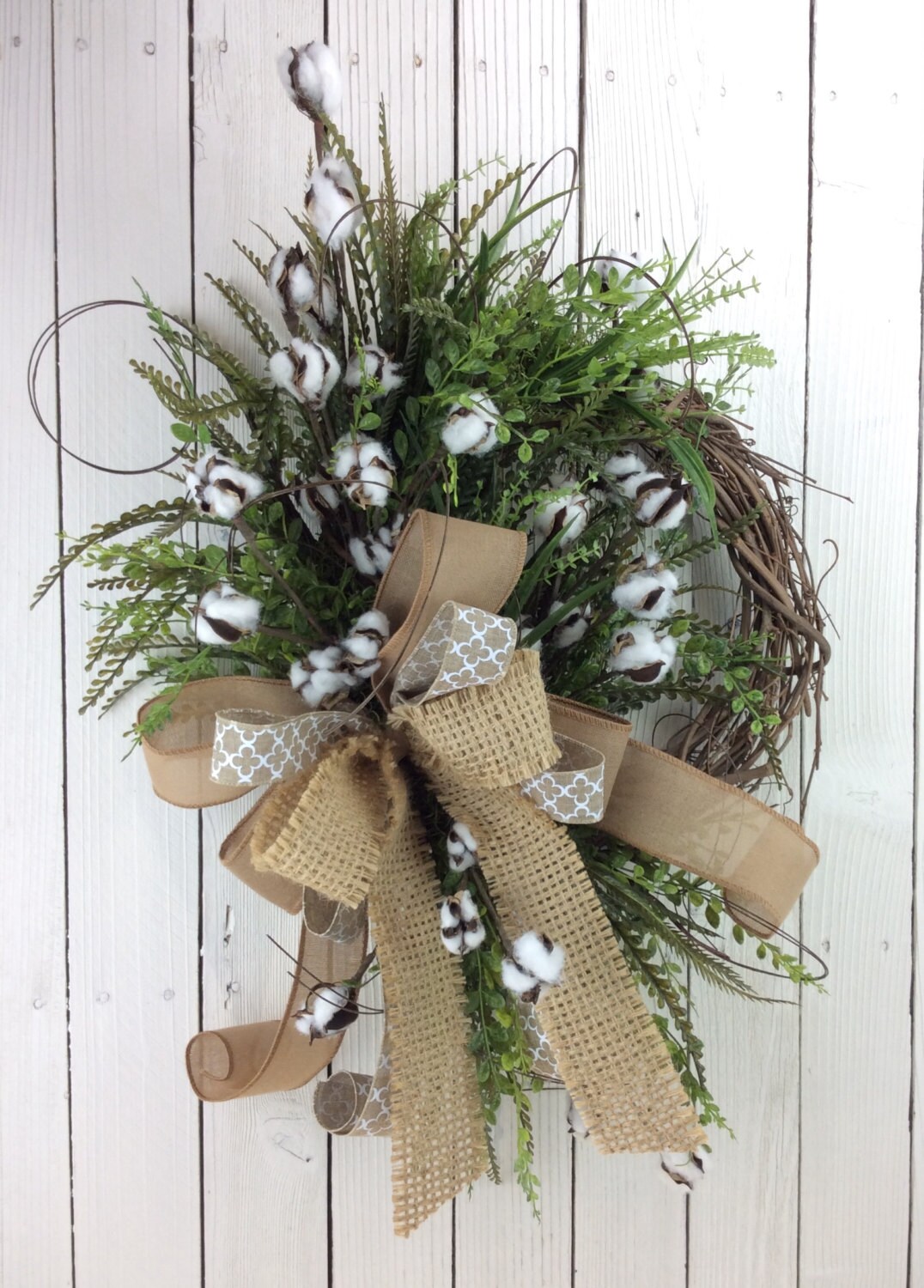 Cotton Wreath Cotton Boll Wreath Preserved Cotton by Keleas