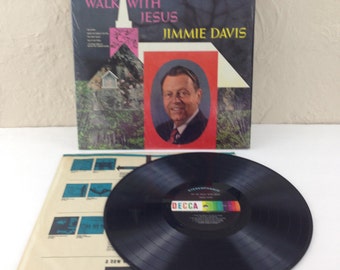 Jimmie Davis Let Me Walk With Jesus Vintage Vinyl Record Album lp 1969 Decca DL 75085