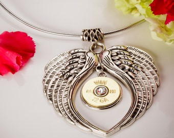 Bullet Jewelry - Bullet Heart / Wing Necklace w/ 12 Gauge