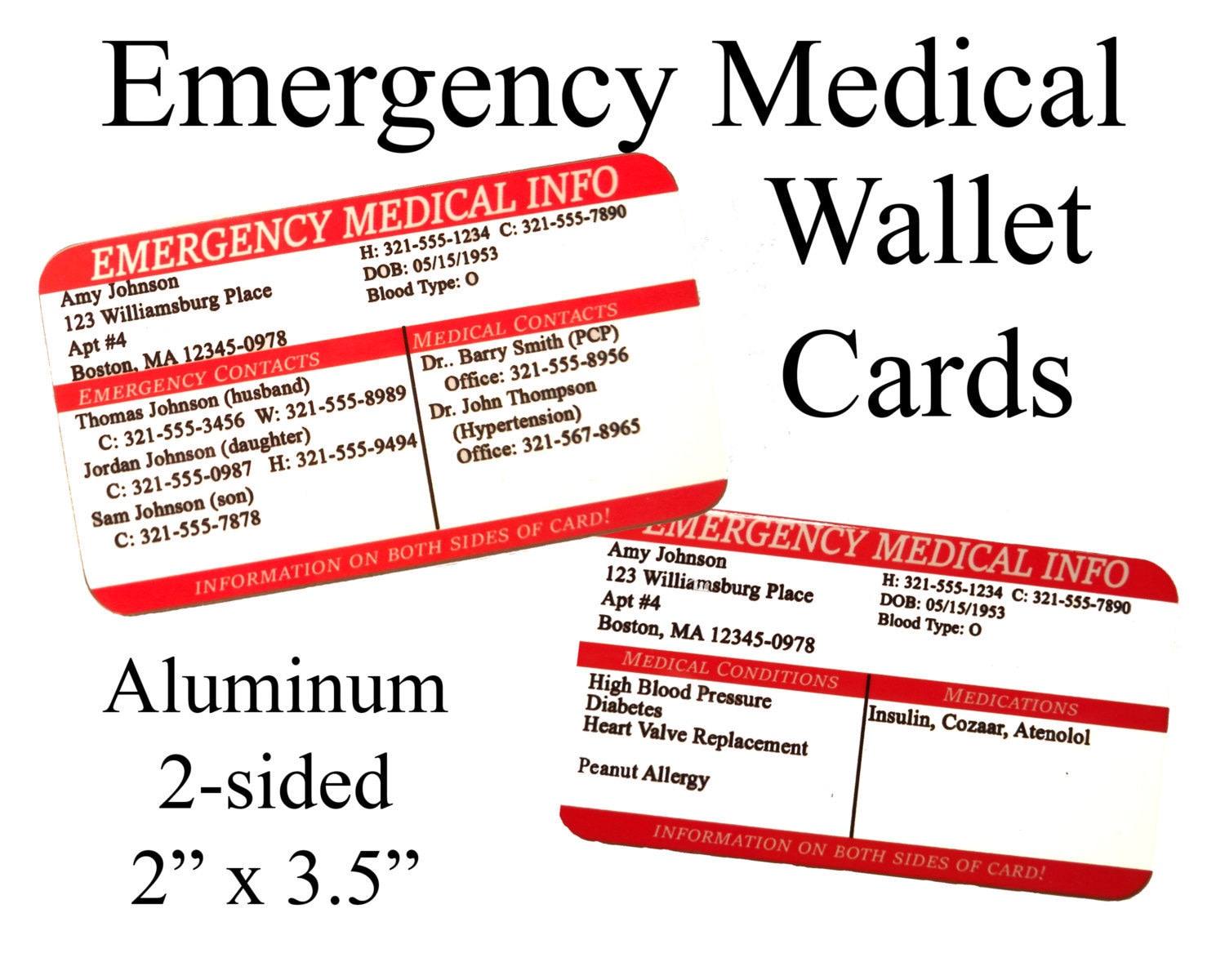 Emergency Medical Information Wallet Cards ICE Info 911