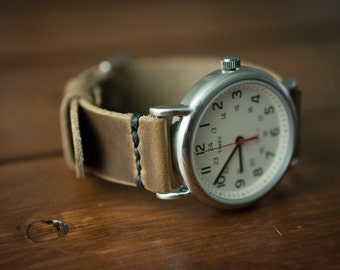 Mens watch strap leather 22mm 20mm 18mm 24mm watch band - Driftwood