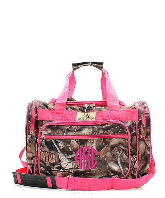 Personalized Natural Camo Hot Pink 20 Duffle Gym Bag
