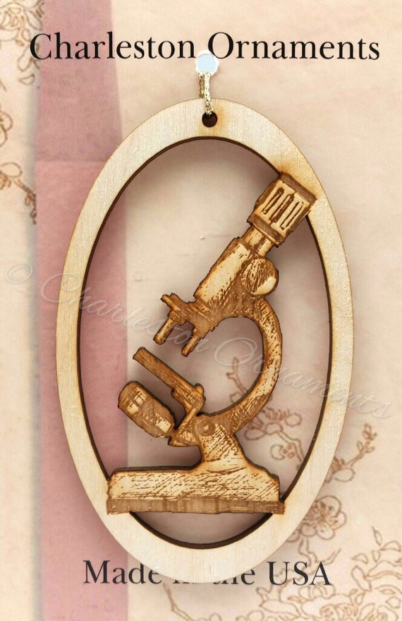 Microscope Ornament Gift for Scientists by PalmettoEngraving