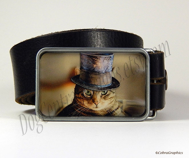 Cat Belt Buckle Steampunk Sophisti Cat Belt Buckle wearing Top