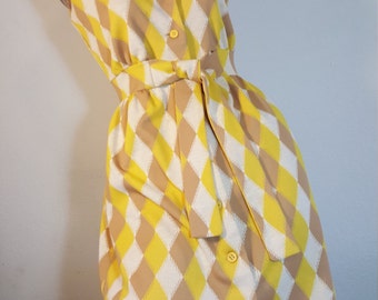 FREE SHIPPING Vintage Abstract Geometric Mod Dress