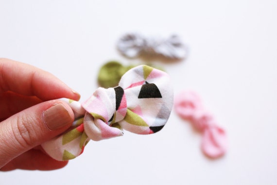 Fabric Knot Bow: MODERN triangle Little Girl Hair Clips