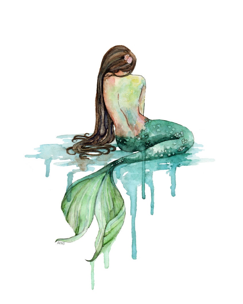 XLARGE Mermaid Painting Print titled The