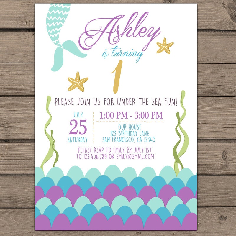 ideas birthday 1st mermaid the Mermaid Mermaid invitation invitation Birthday under sea
