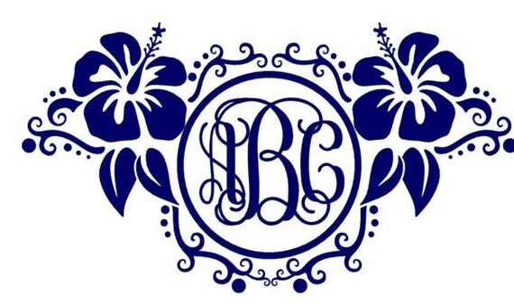 Download Items similar to Monogram Hibiscus Decal Hawaii Car Decal Personalized Flower Decal Monogram ...