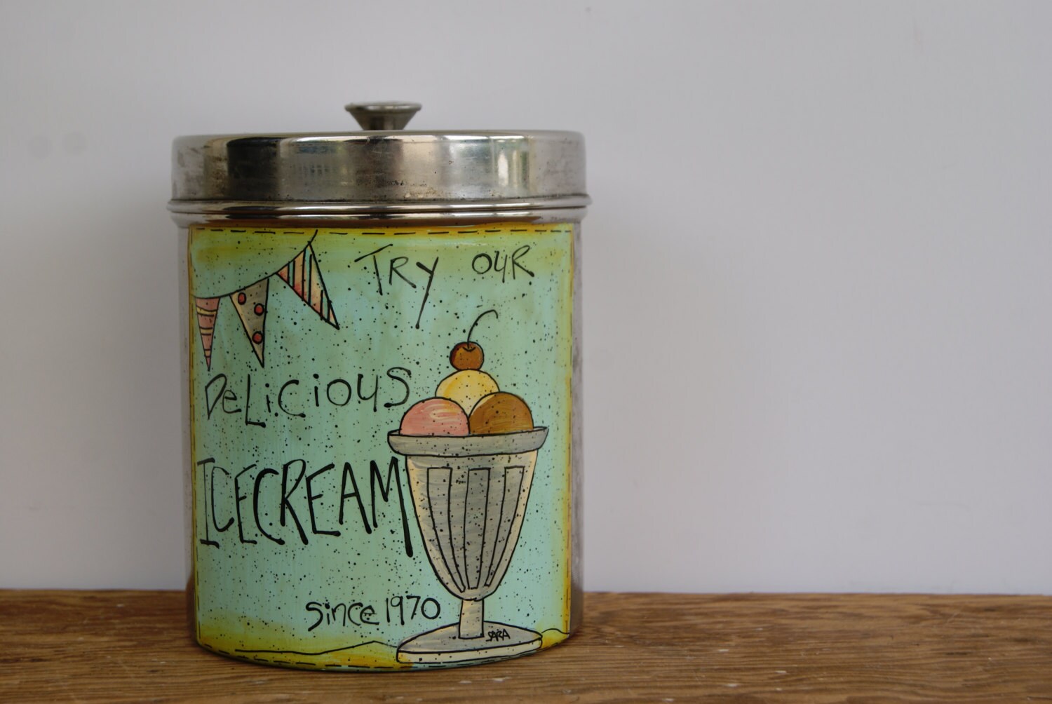 Ice cream canister Vintage ice cream decor Cottage chic