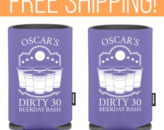 Birthday Day Party KOOZIE ® - Dirty Thirty Funny Koozie ® - Bachelor and Bachelorette Party Theme Can Koozies ® - Personalized Beer Koozie ®
