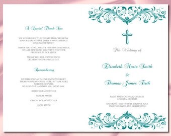 Catholic Wedding Program Template Diy Navy by ...