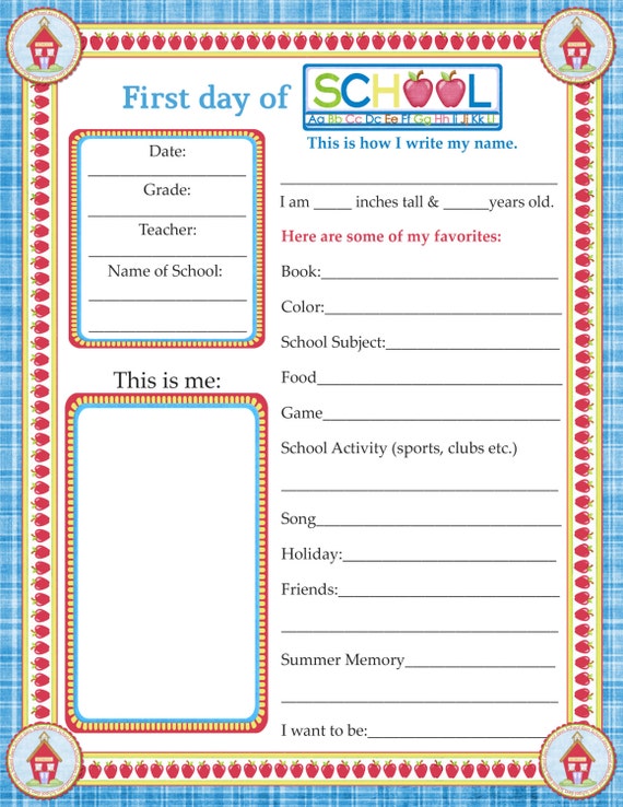 First and Last Day SCHOOL MEMORY PAGES in red