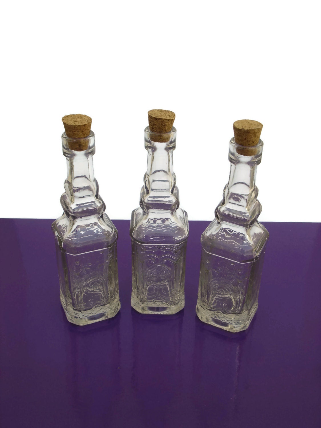 Download Set of 3 Clear Glass Bottles with Corks 50ml Decorative Glass